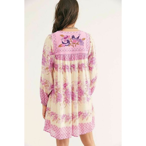 Spell & The Gypsy Collective New Embroidered Floral Birds Mini Dress Small - Picture 7 of 10